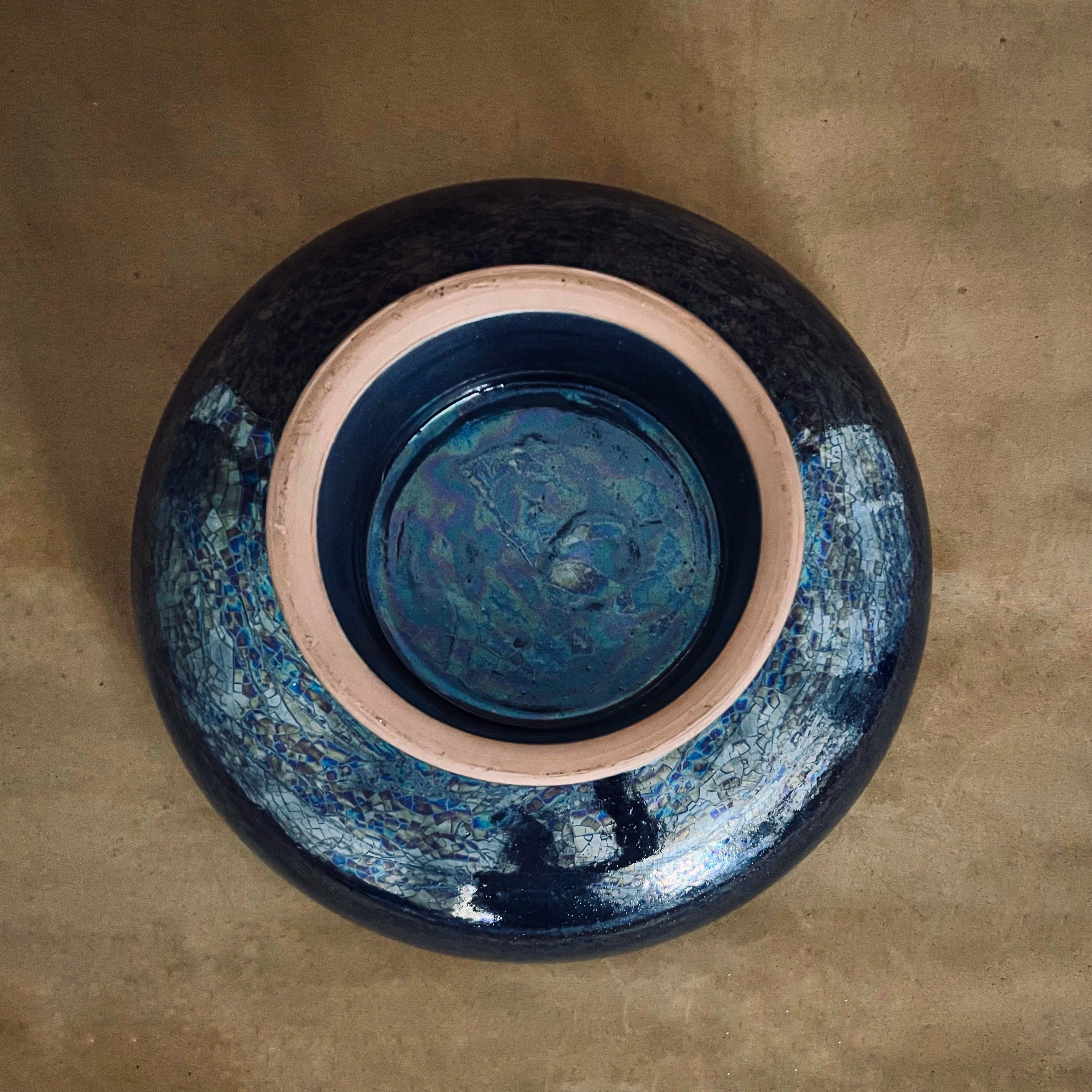 blue glaze deep footed bowl made in Egypt