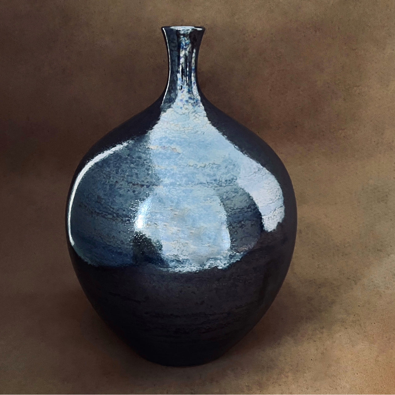 Large Blue Mirror Vase