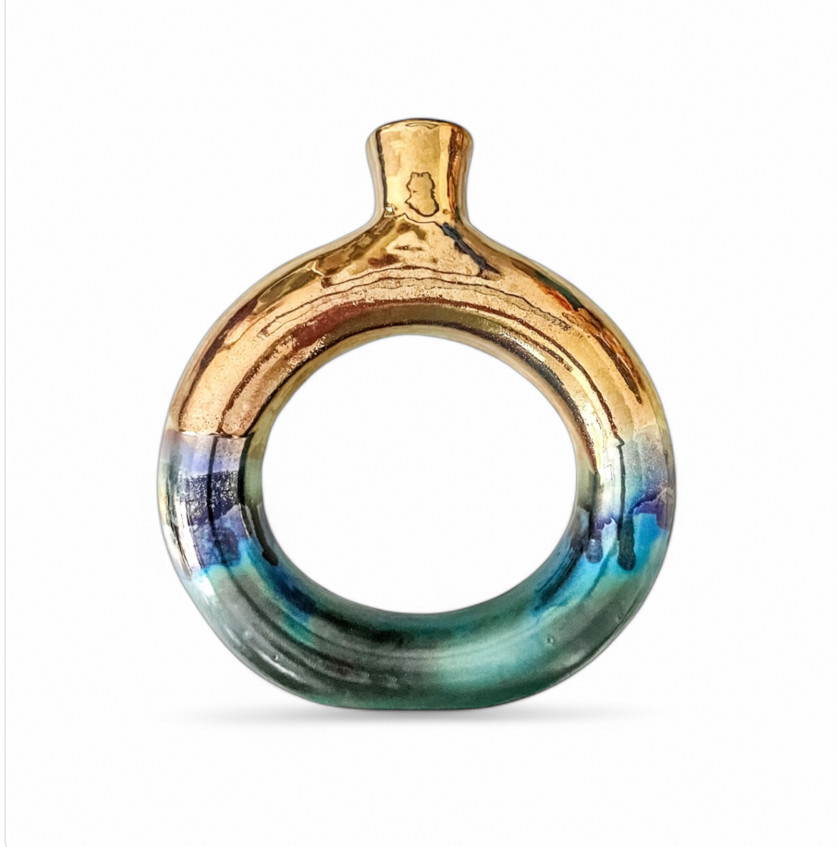 Bronze And Blue One-Of-A-Kind-Vase