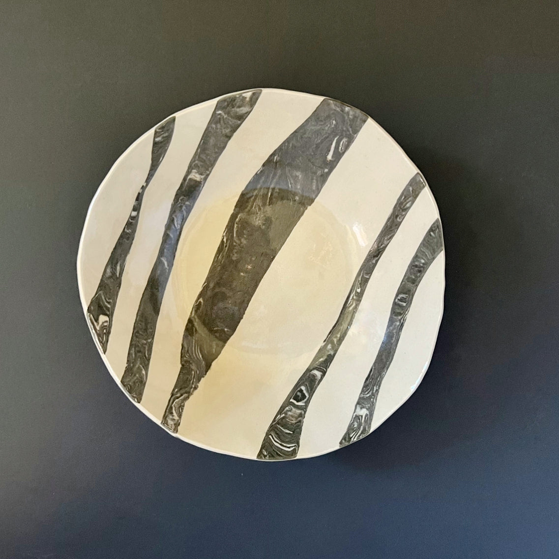 zebra stripe salad bowl