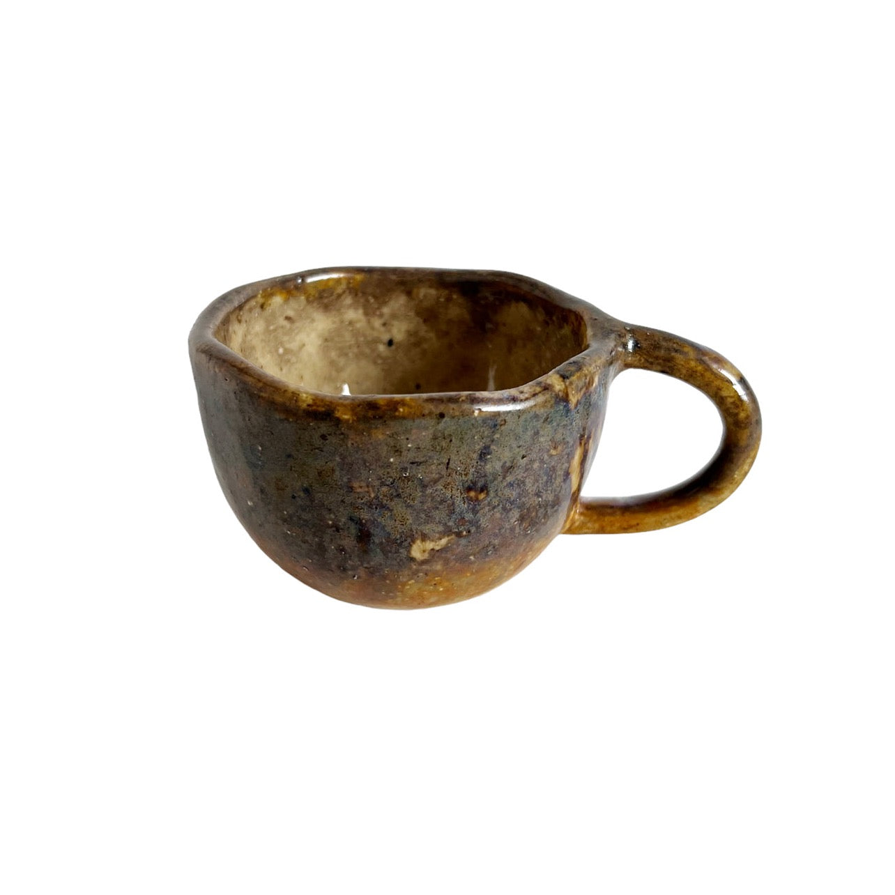 Coco colored and brown handmade coffee cup from Mexico one of a kind
