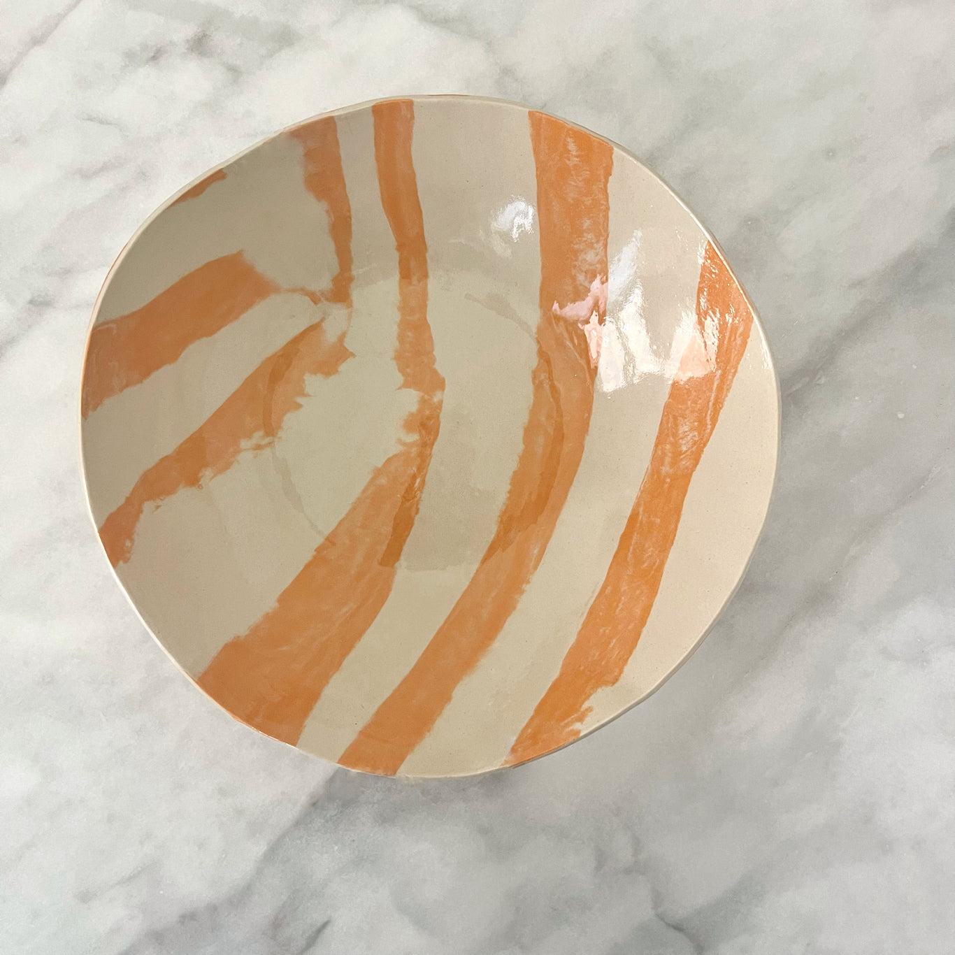 handmade orange sald bowl