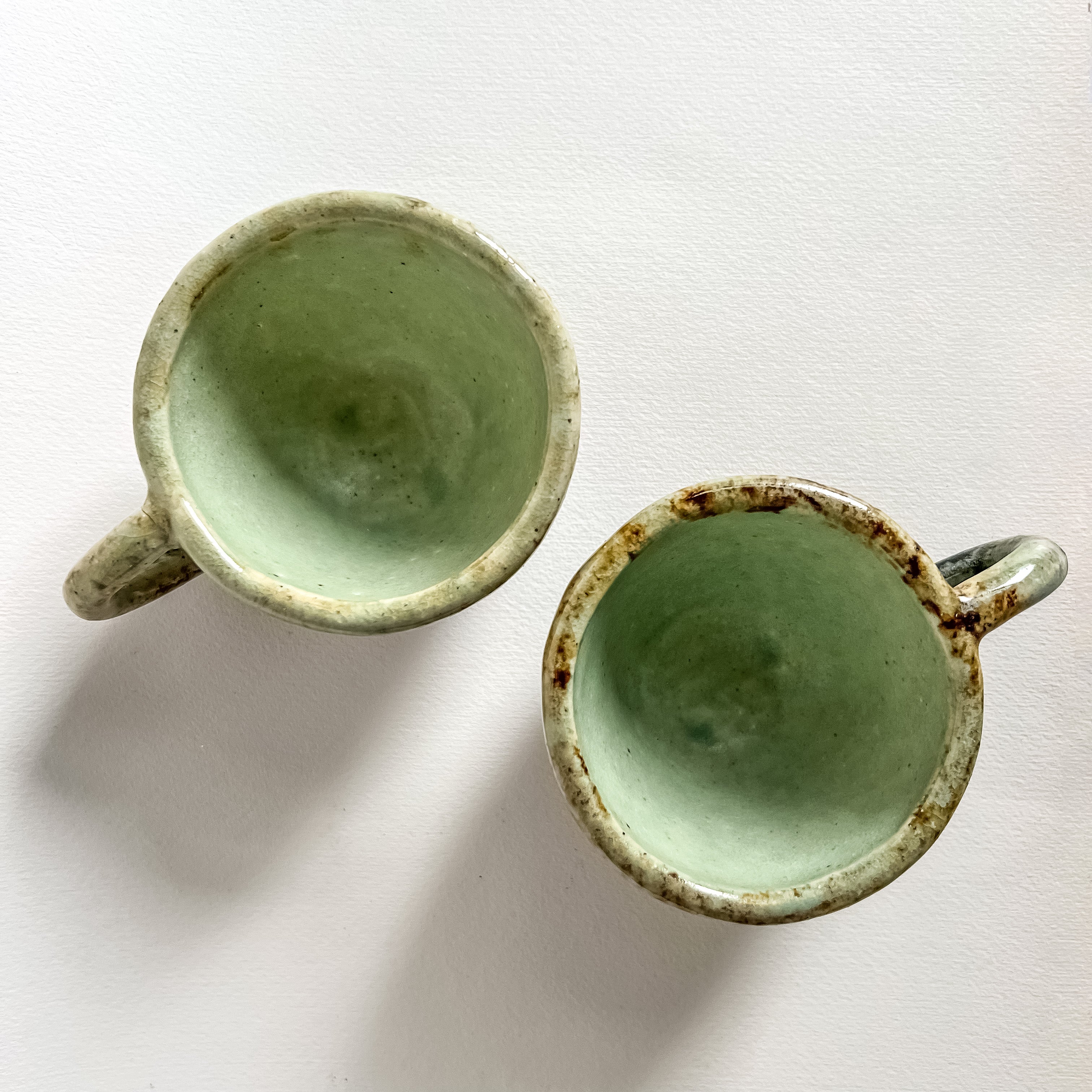 handmade green coffee mugs from Mexico