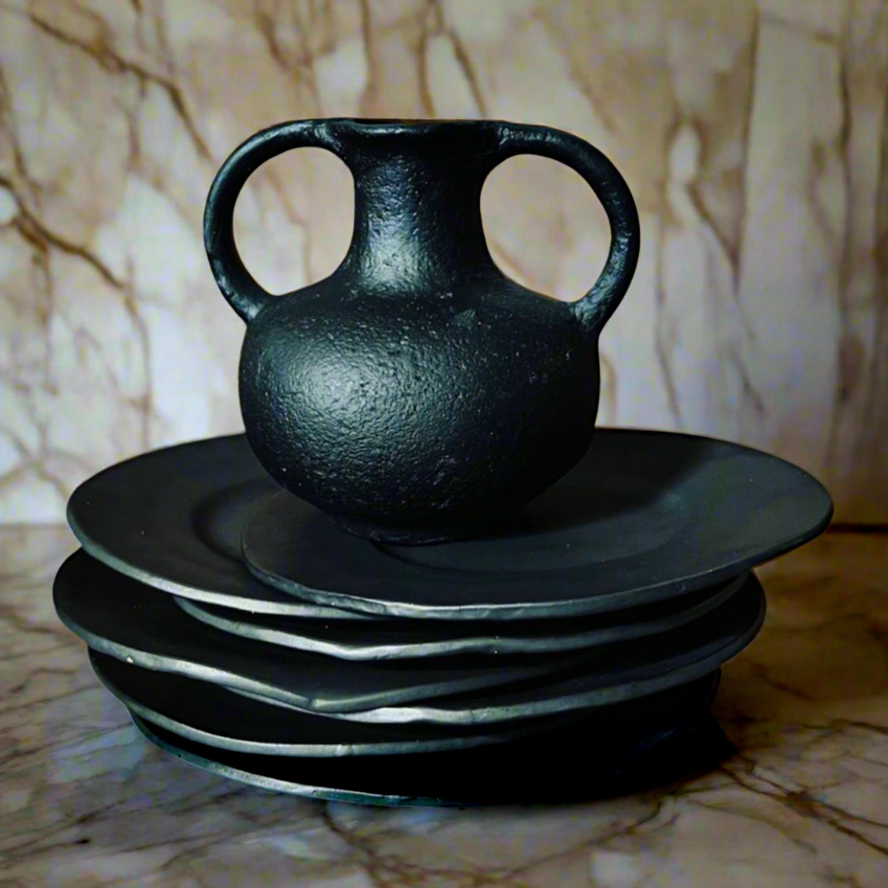 Black Raw Dinner Plates