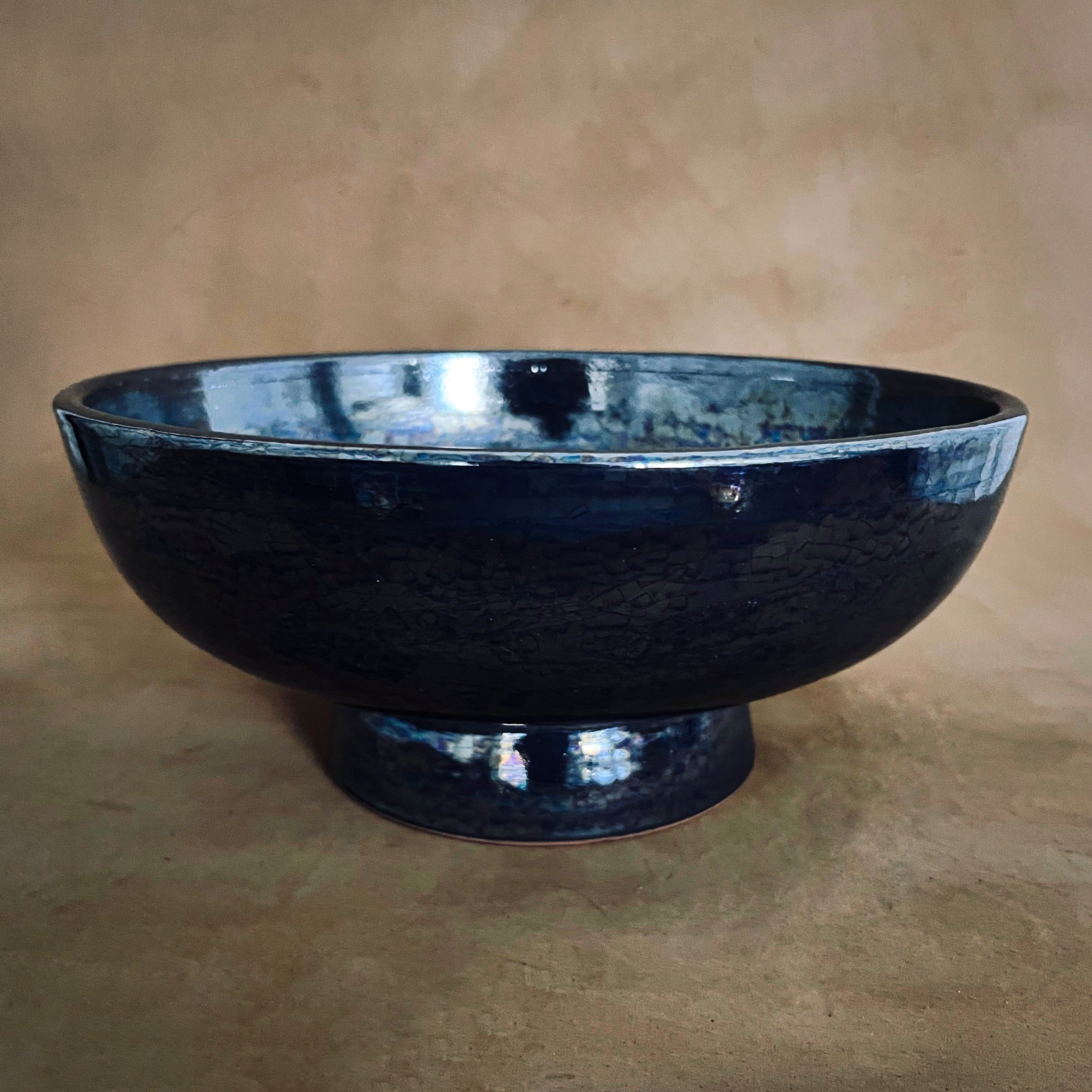 blue glaze deep footed bowl made in Egypt