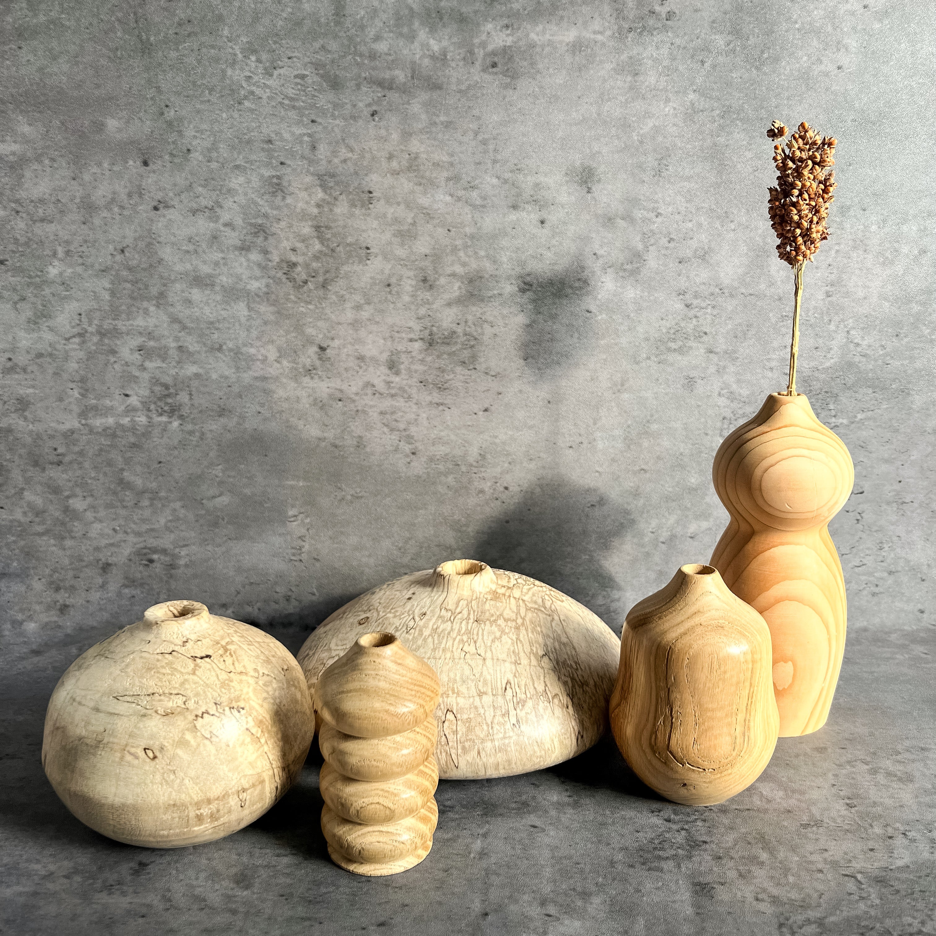mini carved chestnut vase made in France
