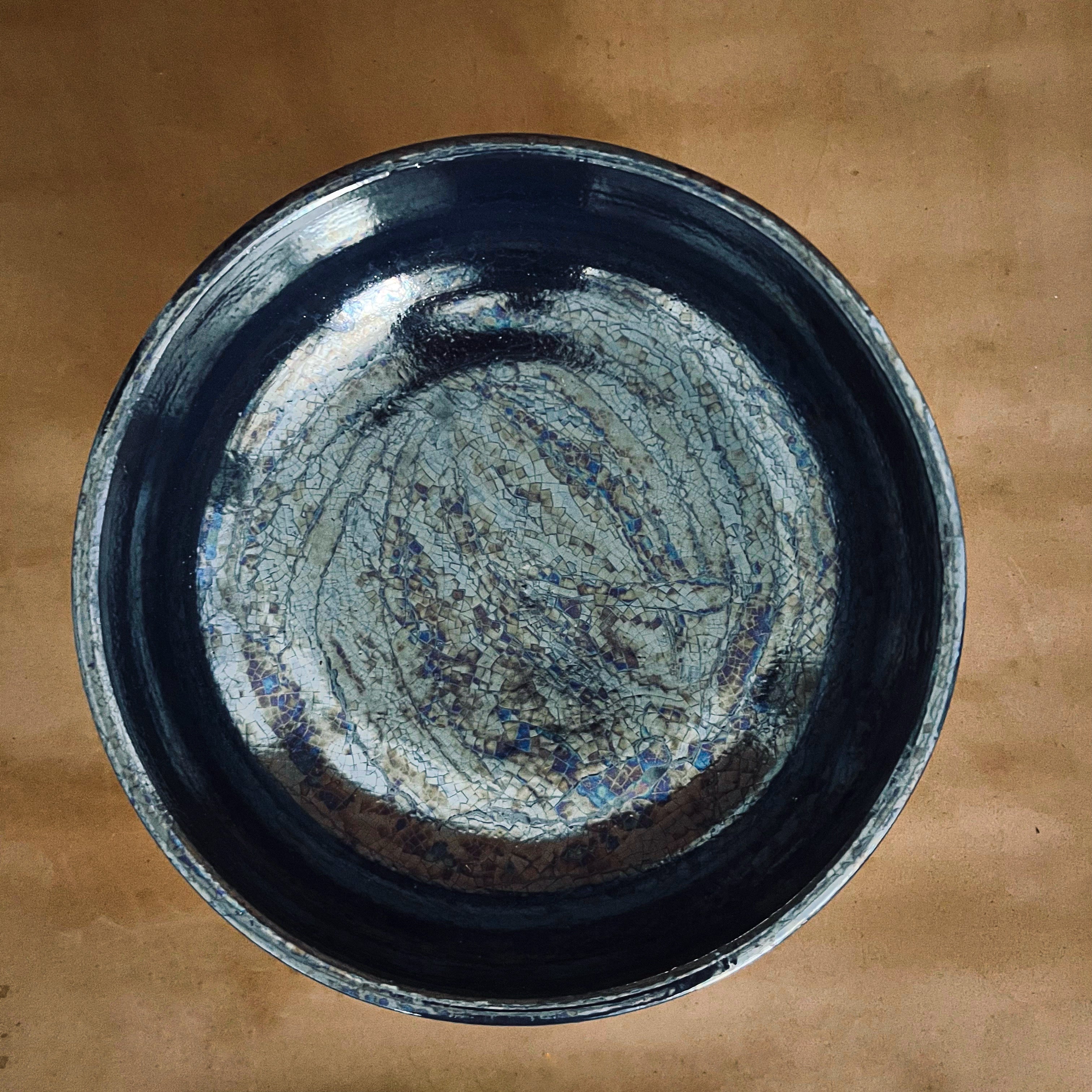 blue glaze deep footed bowl made in Egypt