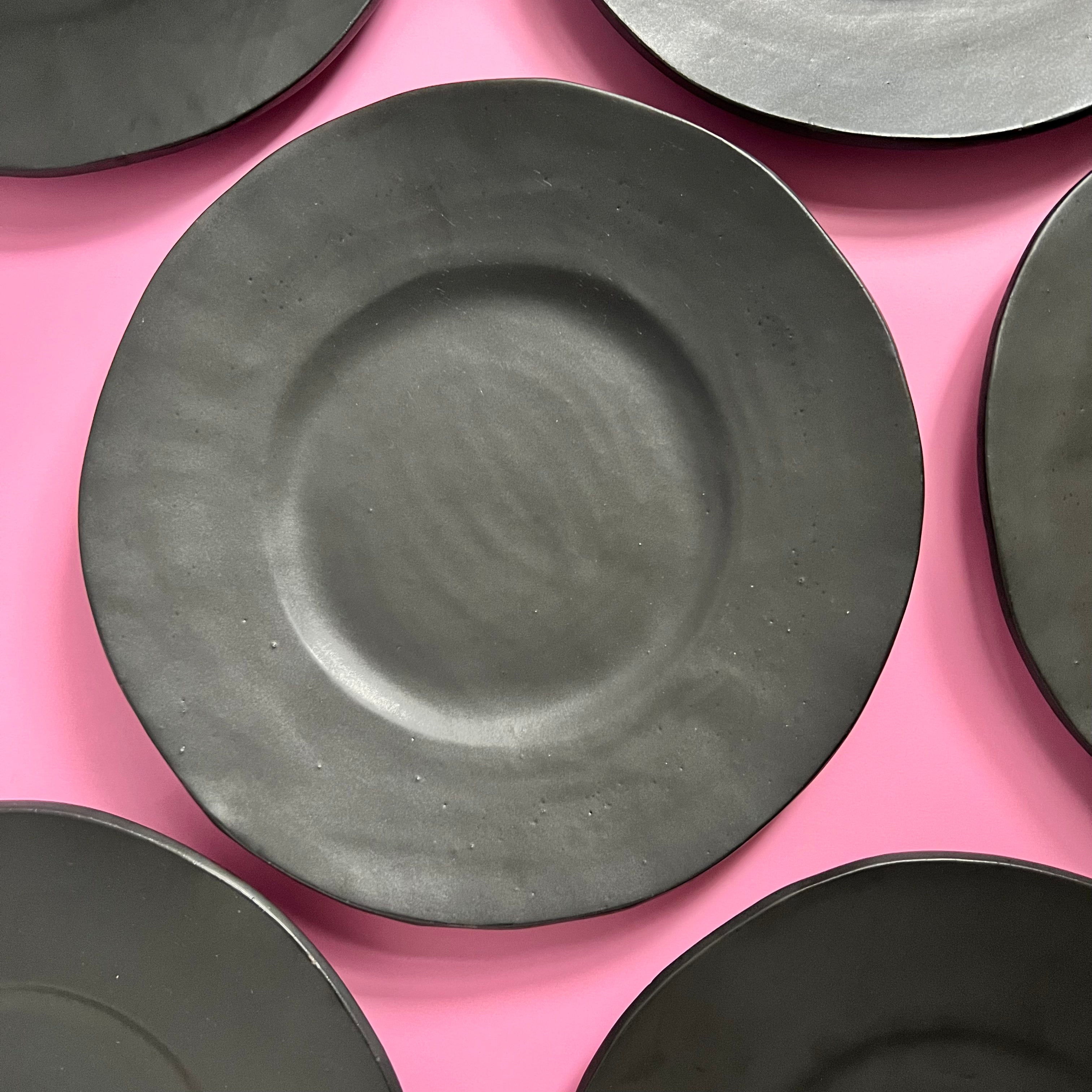 black matte dinner plates  with Barbie pink handmade in Chile