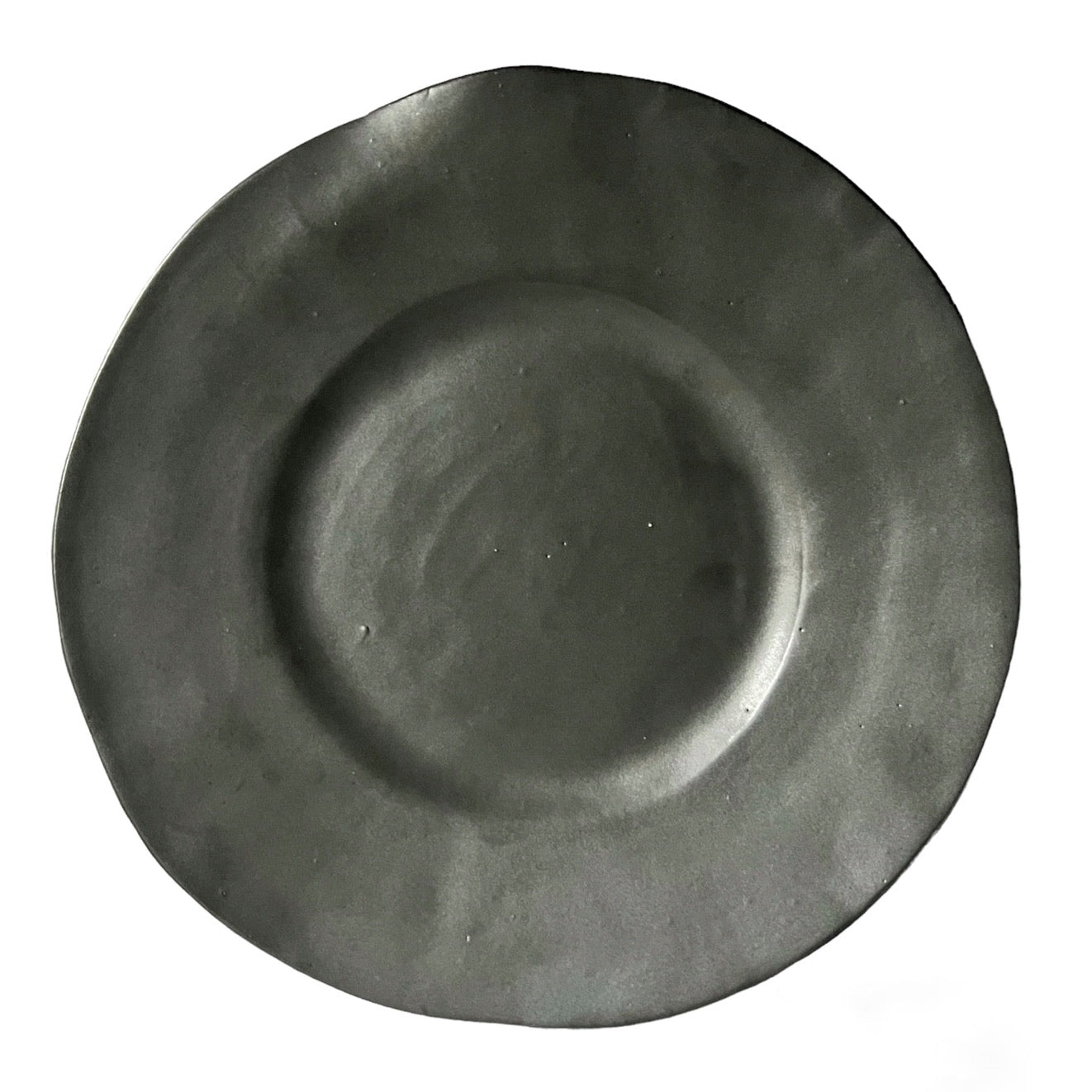 large handmade black stoneware plates
