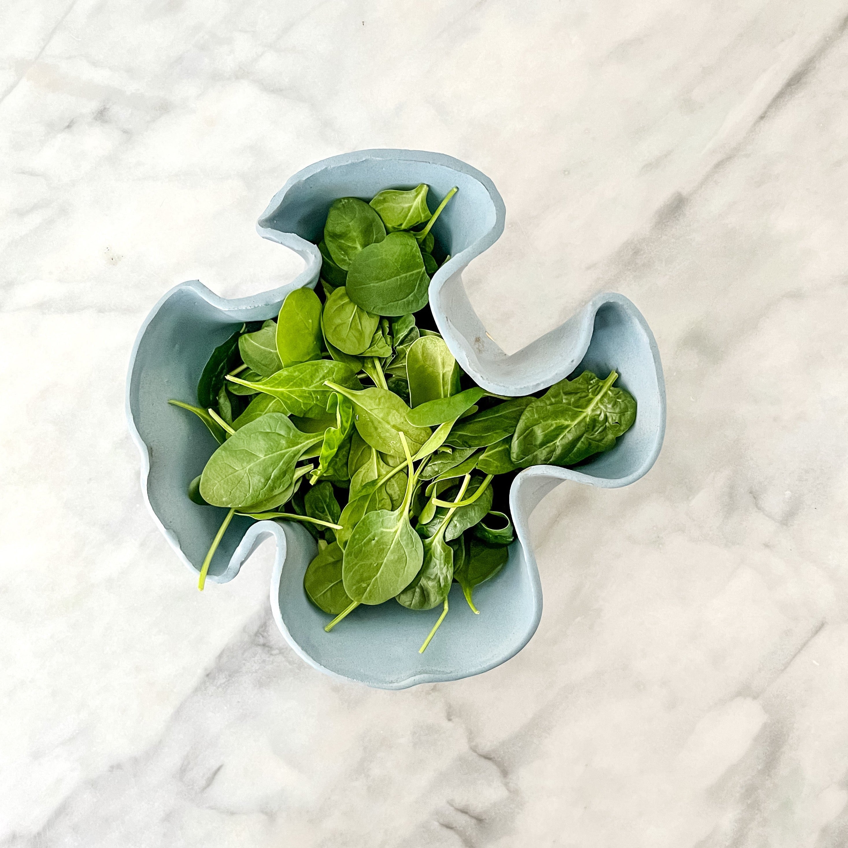 hand formed blue salad bowl  and coffee table decor made in Chile