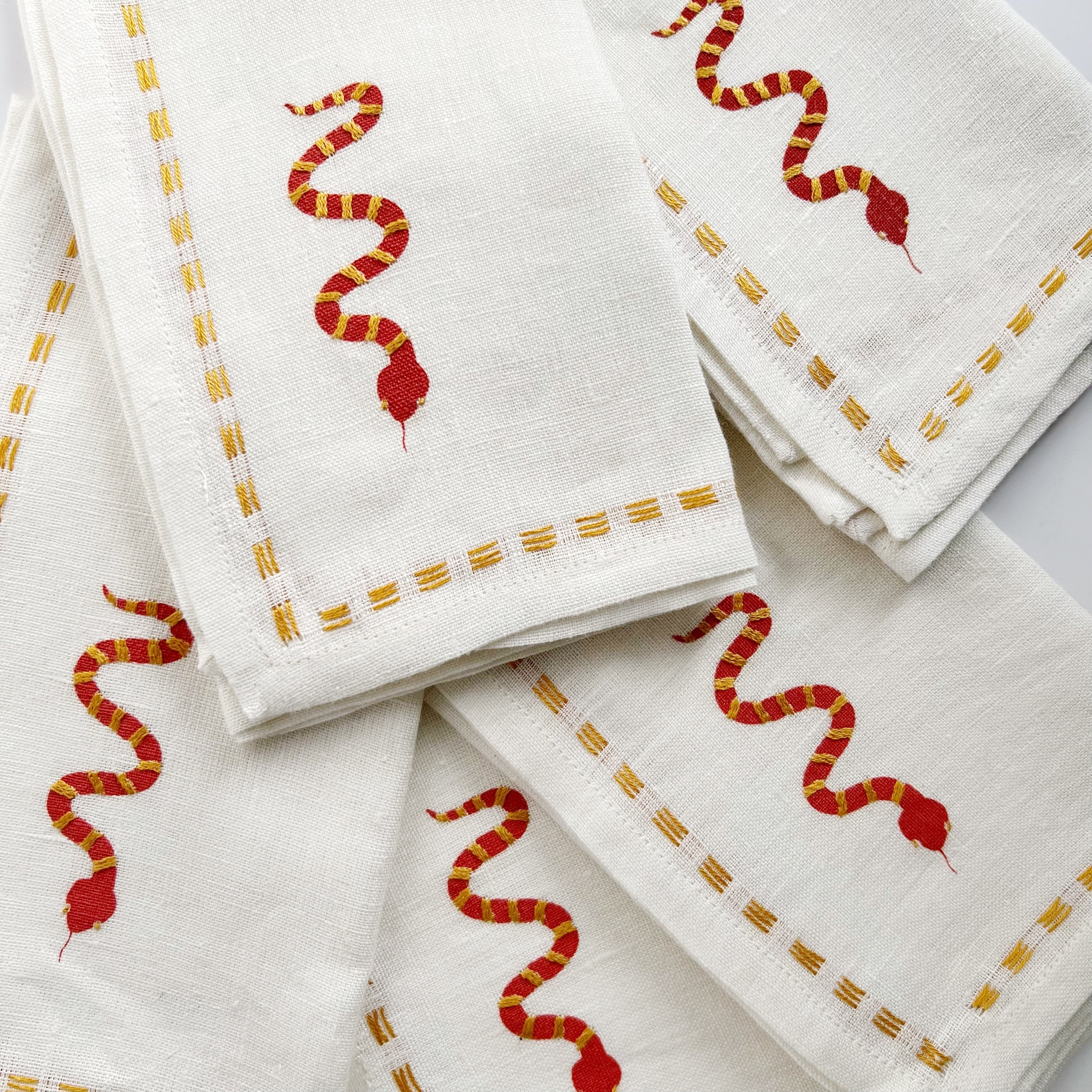 Serpentine handmade linen napkins made in  Egypt