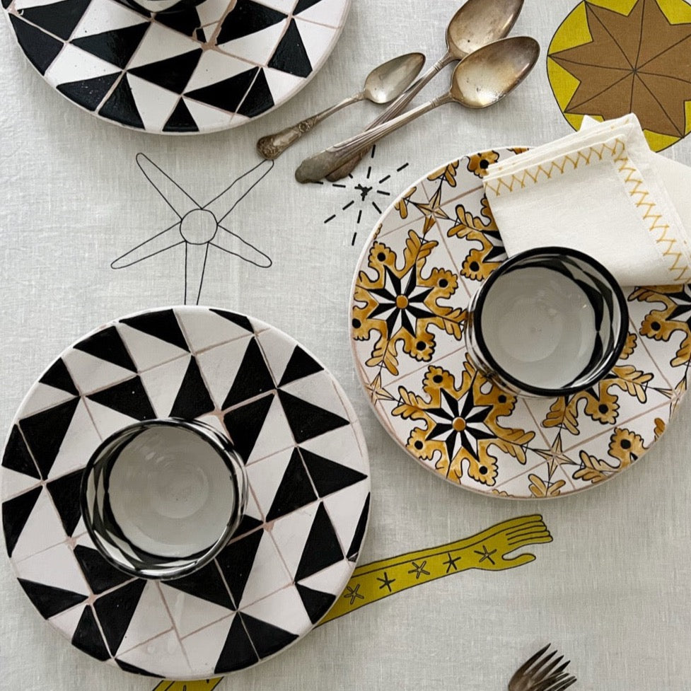 mix and match dinnerware handprinted and made in Tunisia